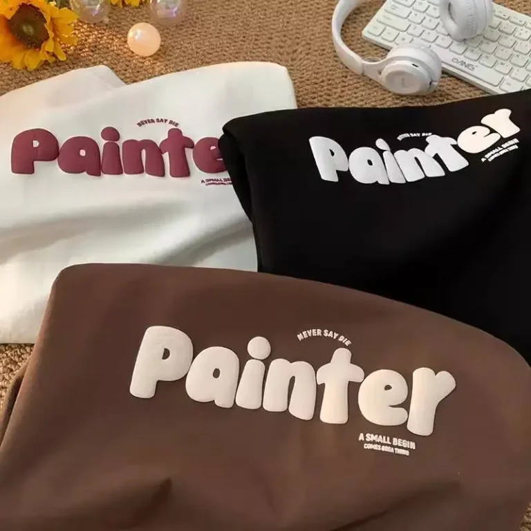 100-Cotton-Knitted-Mens-Solid-Letter-Casual-Short-Sleeve-O-Neck-Plus-Size-T-shirt-with-Puff-Printing