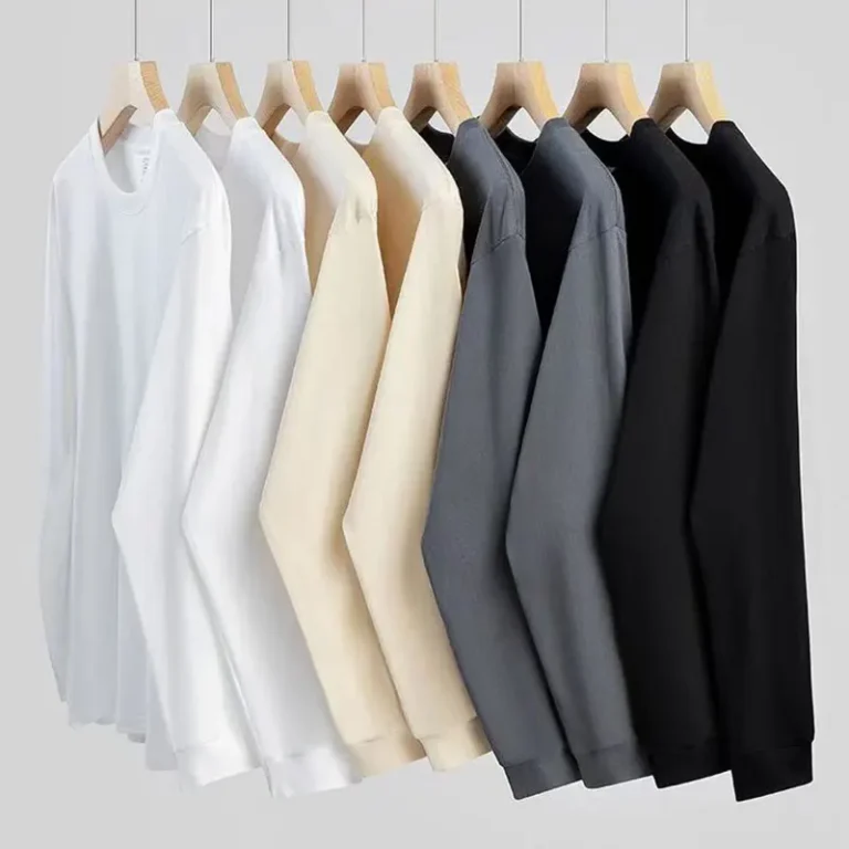 100-Cotton-Knitted-Mens-T-Shirt-Custom-Logo-Workwear-Summer-Tops-Long-Sleeve-Base-Layer-Breathable-Sweat-Absorbing-Oversized