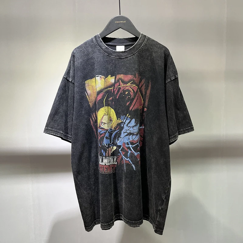 100-Cotton-Men-Short-Sleeve-Oversized-T-Shirt-Faded-Graphic-Vintage-Washed-Hip-Hop-T-Shirt-Unisex