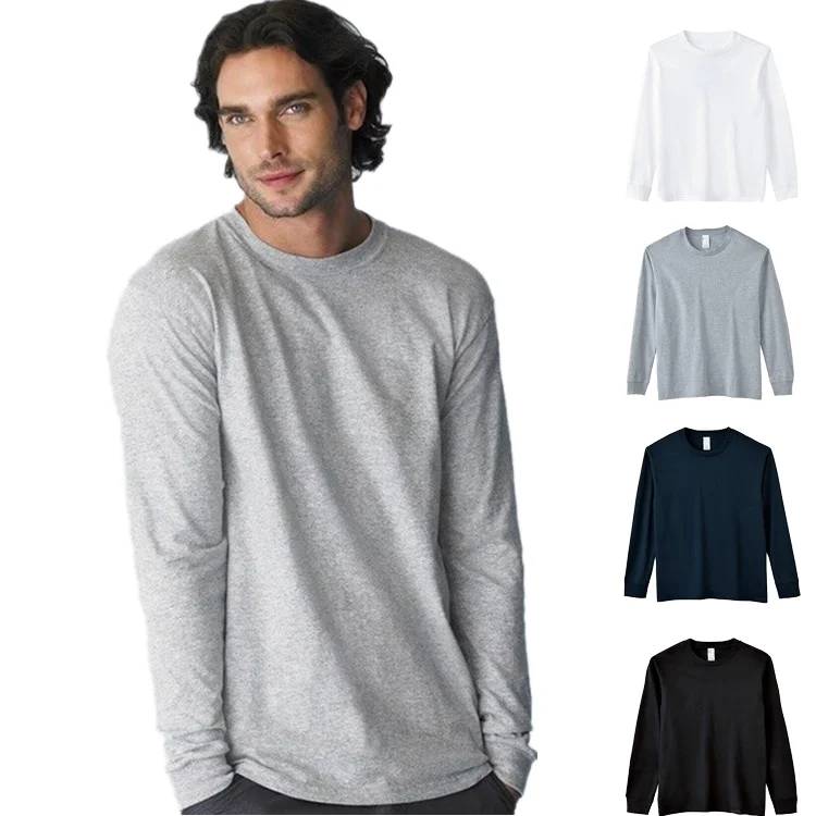 100-Cotton-Mens-Long-Sleeve-T-Shirt-Custom-Logo-Printed-Base-Shirt-Solid-Color-Heavy-Thread-Loose-Fit-for-Couples