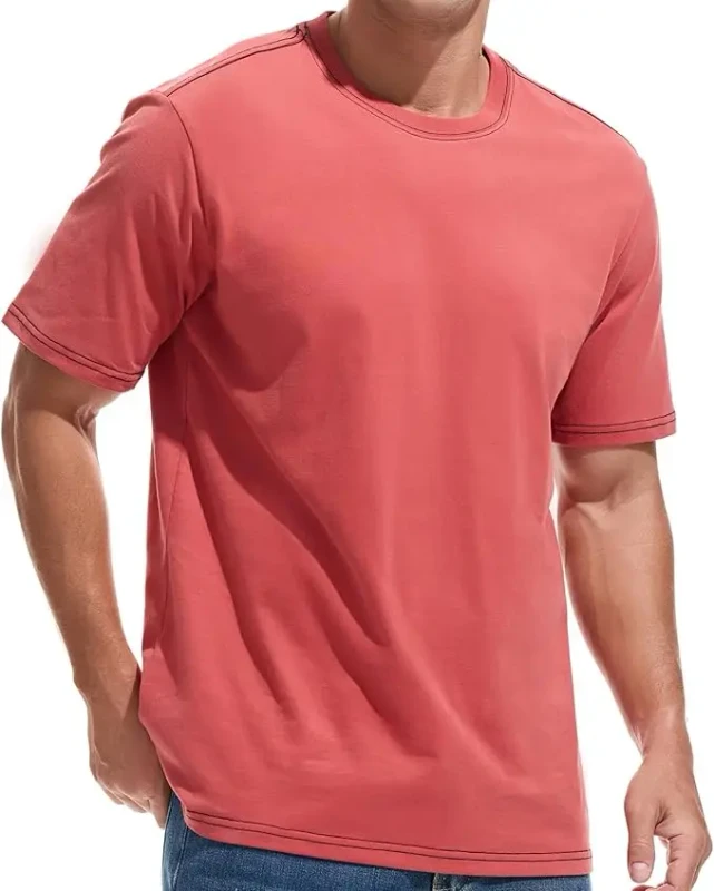 100-Cotton-Mens-T-Shirts-Breathable-Casual-Outer-Wear-with-Crew-Neck-Customized-Logo-Silk-Screen-Printing