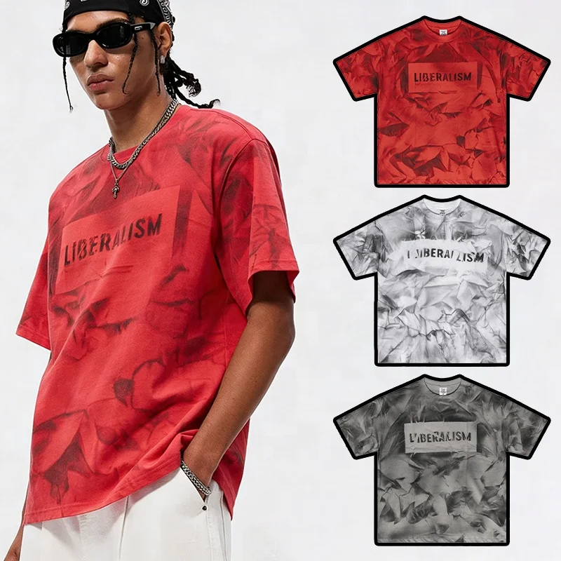 100-Cotton-Mens-T-shirt-American-Design-Hip-Hop-Tie-Dye-Print-Oversized-Long-Breathable-Quick-Dry-180-Grams-Fabric-Weight