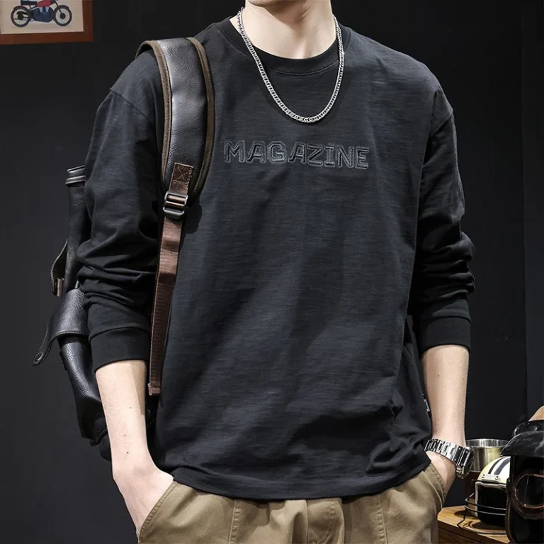 100-Cotton-Mens-T-shirt-Loose-fitting-Casual-Long-sleeved-Shirt-Autumn-Round-neck-Embroidered-T-shirt