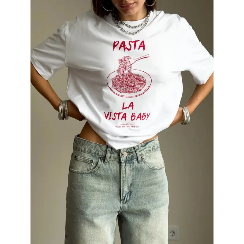 100-Cotton-Short-sleeved-Crew-Neck-T-shirt-American-Style-Lazy-Style-Loose-Fit-Printed-Casual-Mid-length-Summer