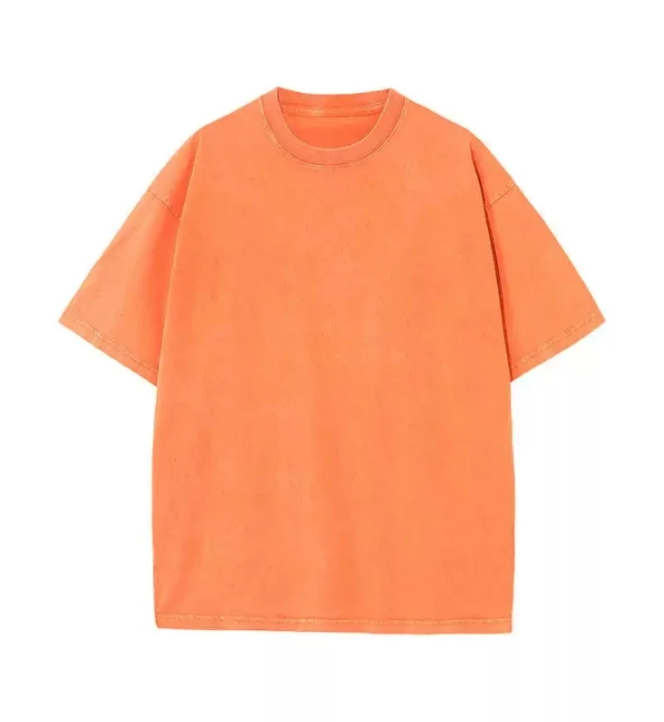 100-Cotton-T-Shirt-Heavyweight-Washed-Classic-Retro-Style-Loose-Fit-Casual-Design-Blank-Knitted-Fabric