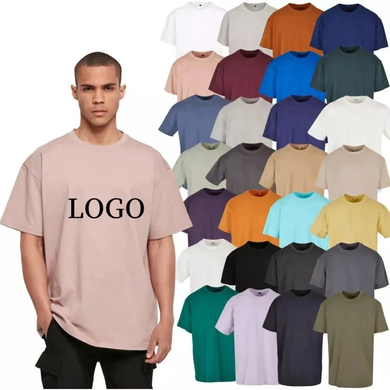 100-Cotton-T-Shirt-High-Quality-Knitted-Custom-Drop-Shoulder-Multicolor-Oversized-Fit-Plain-Blank-T-Shirt