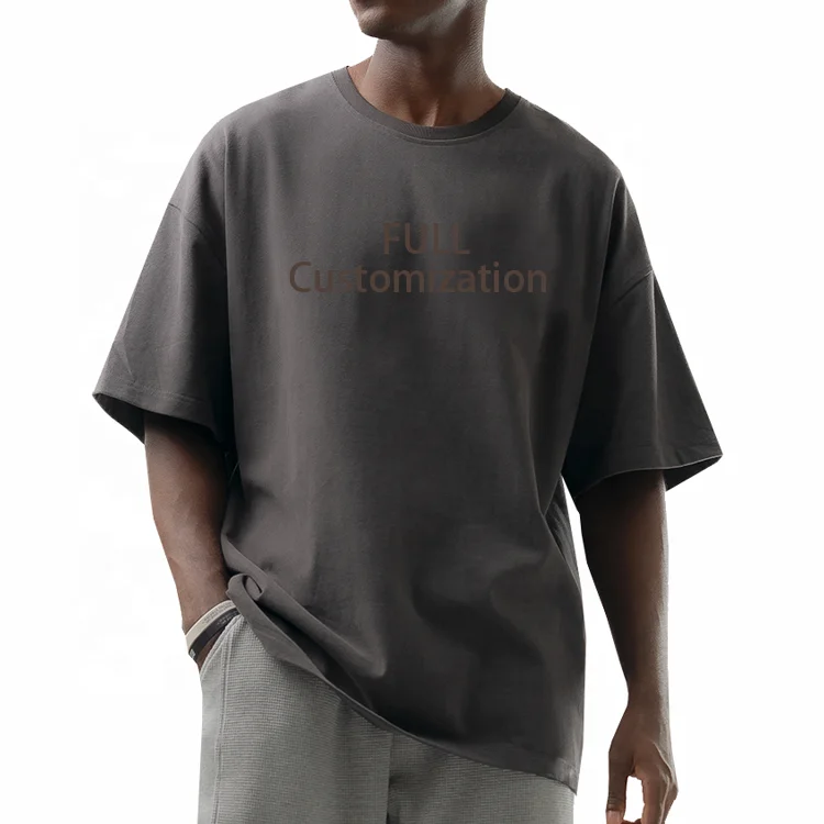 100-Cotton-Thick-Heavyweight-T-Shirt-Oversized-Big-Tall-Blank-Puff-Print-Boxy-T-Shirt-Custom-Logo