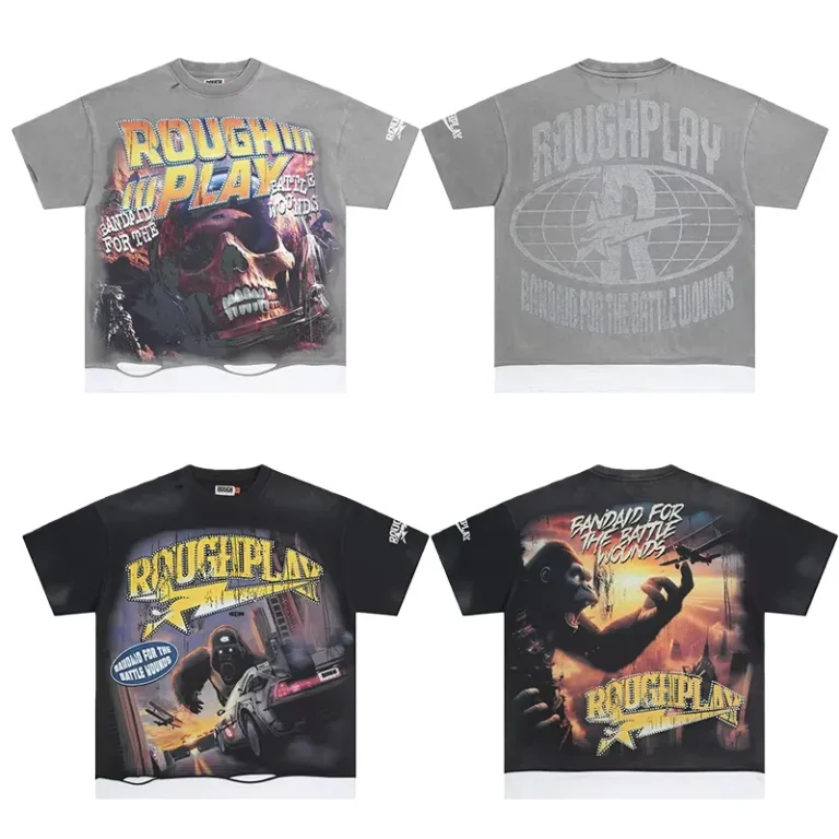 100-Cotton-Tshirt-Streetwear-Hot-fix-Rhinestones-T-Shirt-RoughPlay-Graffiti-Printed-Short-Sleeve-Mens-Boxy-T-shirt