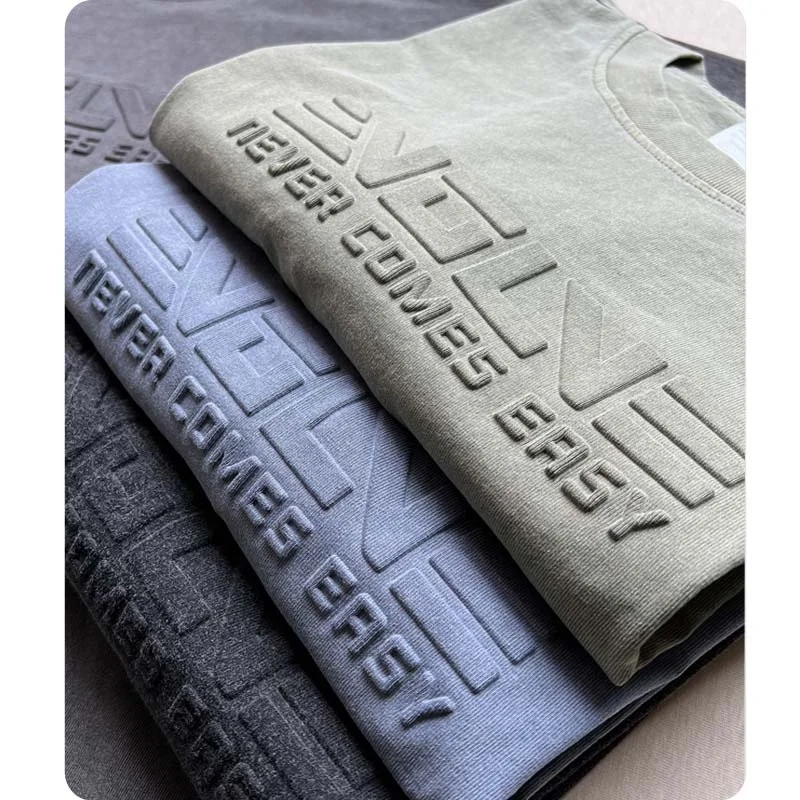 100-Cotton-Unisex-T-Shirt-Mens-Blank-O-neck-Tshirt-Custom-3D-Embossed-T-Shirts
