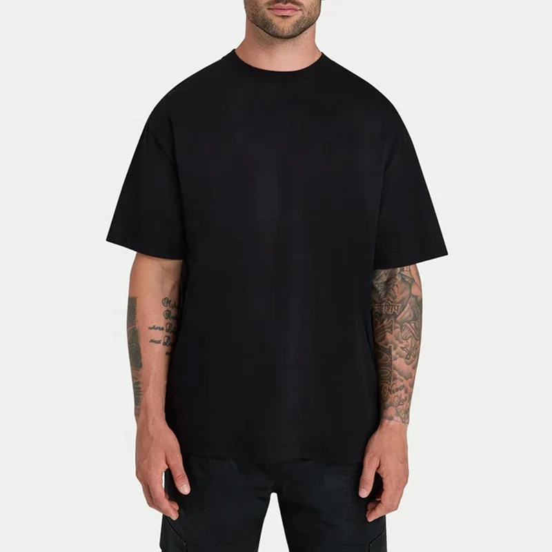 100-Organic-Cotton-Boxy-Hip-Hop-T-Shirt-Oversized-Short-Sleeve-Drop-Shoulder-Crop-Top-Washed-Technique-Streetwear-for-Summer