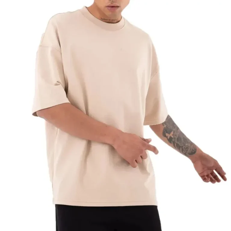 100-Organic-Cotton-Fabric-Oversize-Basic-T-shirt-Crew-neck-Short-Sleeve-Beige-Color-for-Men