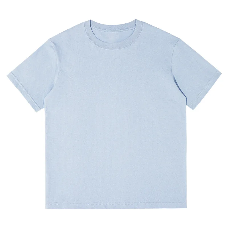 100-Pure-Cotton-Casual-Blank-Short-Sleeved-T-Shirt-for-Men-and-Women-230g-Heavy-Solid-Color