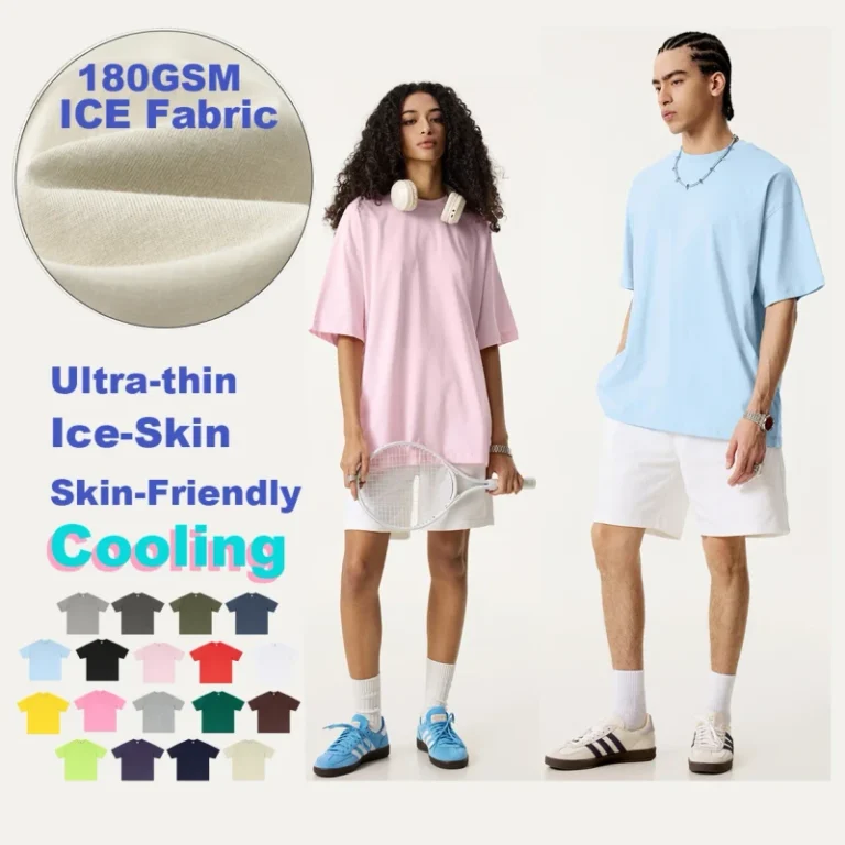 180GSM-Luxury-Cooling-ICE-Fabric-T-Shirt-Quick-Dry-Soft-Skin-Friendly-Mens-Oversize-T-shirts