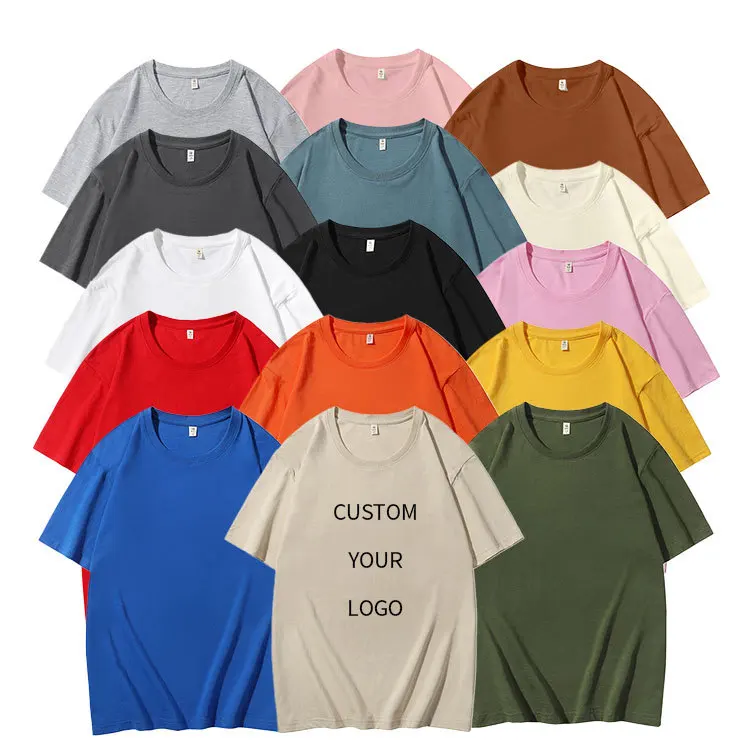 180g-Combed-Cotton-T-Shirt-Custom-Logo-Crewneck-Advertising-Short-Sleeve-Trendy-Mens-Solid-Color-Sports-Games-Class-Work