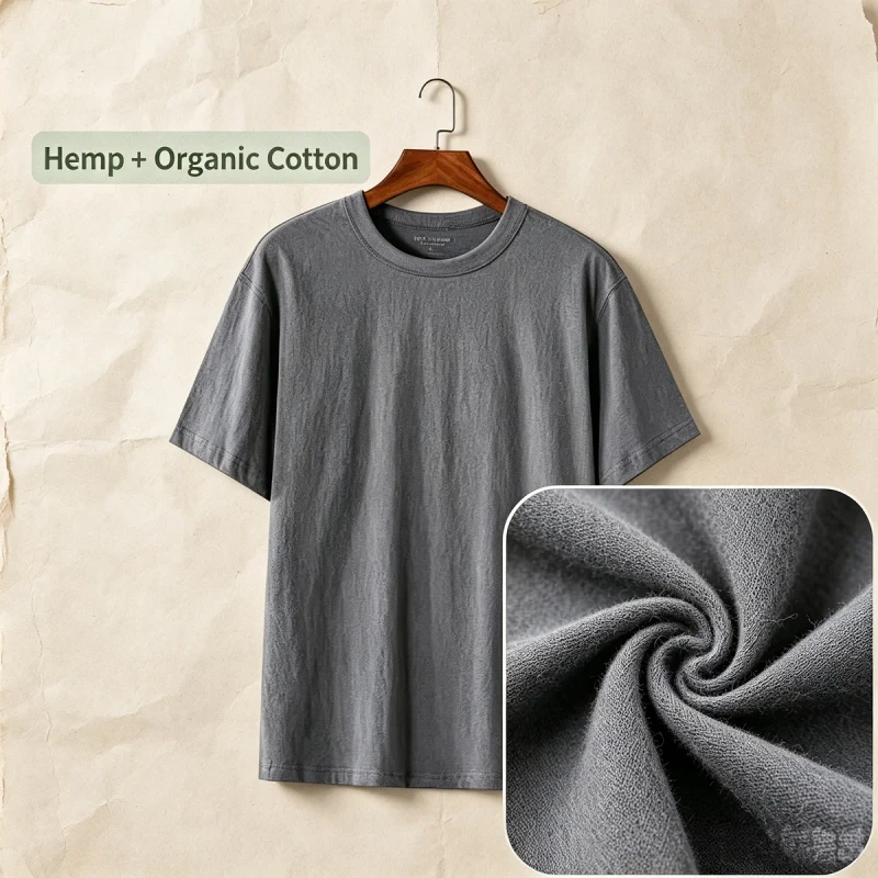 180gsm-Organic-Hemp-Cotton-T-Shirt-Sustainable-Clothing-Eco-Friendly-Blank-Apparel-Manufacturer-Mens-Premium-Tee
