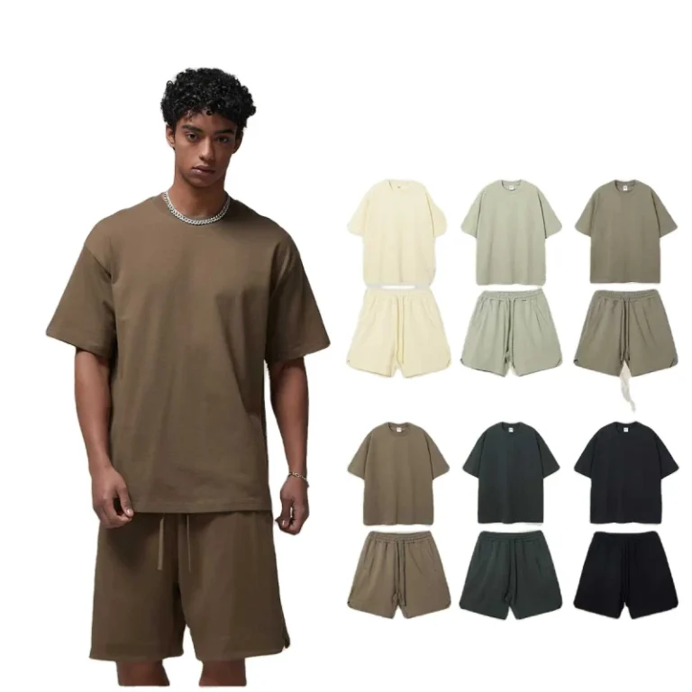 2-Pieces-100-Cotton-Tshirt-and-Shorts-Sets-Custom-Oversized-Linen-Clothing-Graphic-T-shirts-for-Men