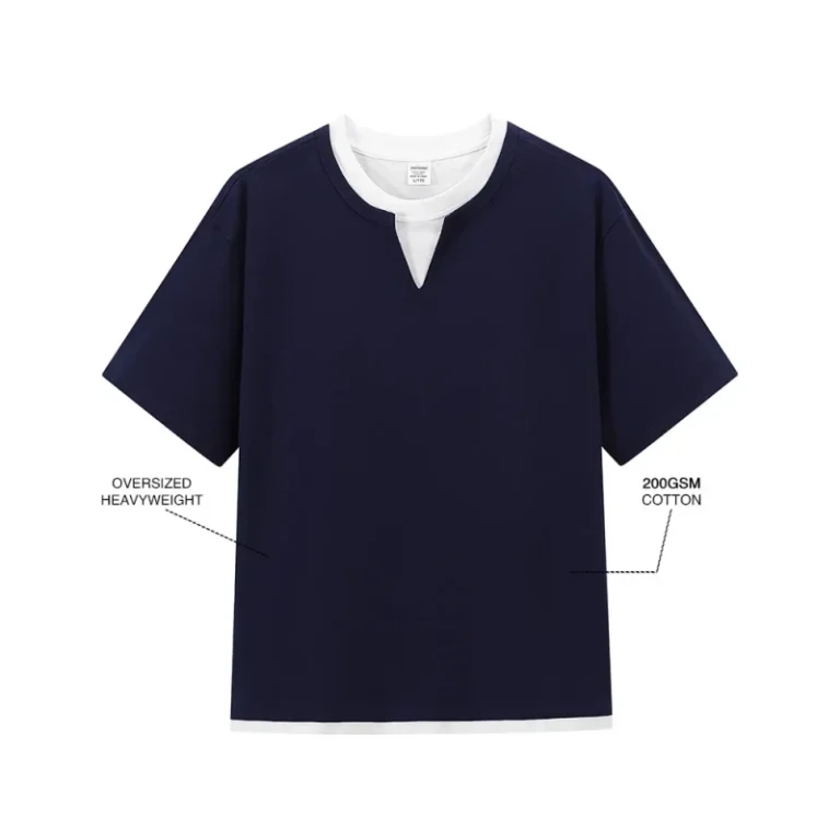 200GSM-100-Cotton-T-Shirt-Men-Women-Color-Block-Layered-Loose-Fit-Custom-Logo-Bulk-Order-for-Casual-Teamwear