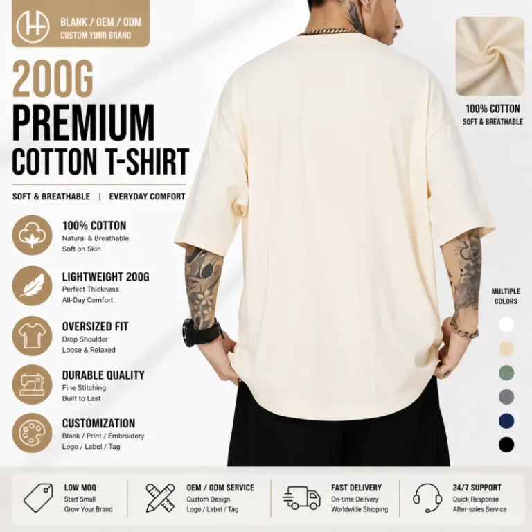 200g-Cotton-T-Shirt-Oversized-Short-Sleeve-Plain-Blank-Tee-Breathable-Fabric-Classic-Street-Streetwear-Casual-Top-for-Men