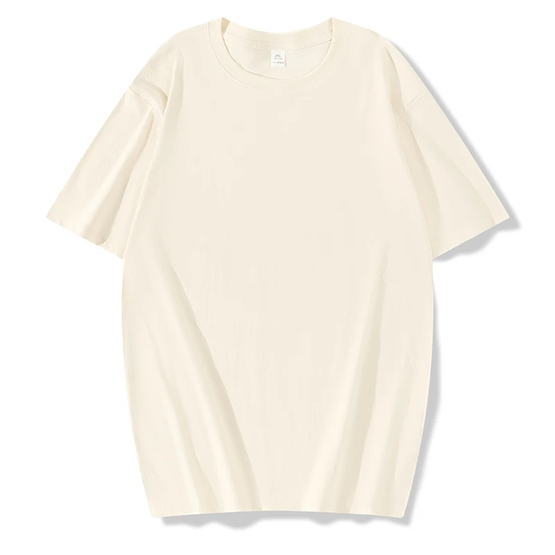 200g-Pure-Cotton-Crew-Neck-Short-Sleeve-T-Shirt-for-Men-Relaxed-Fit-Casual-Solid-Color-Oversized-Style-Mens-Summer-Top
