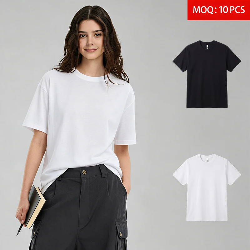 220g-Breathable-Lyocell-Cotton-Poly-Spandex-Slim-Fit-Women-T-Shirts-Plain-Blank-Tops-Custom-Logo-Embroidery-Soft