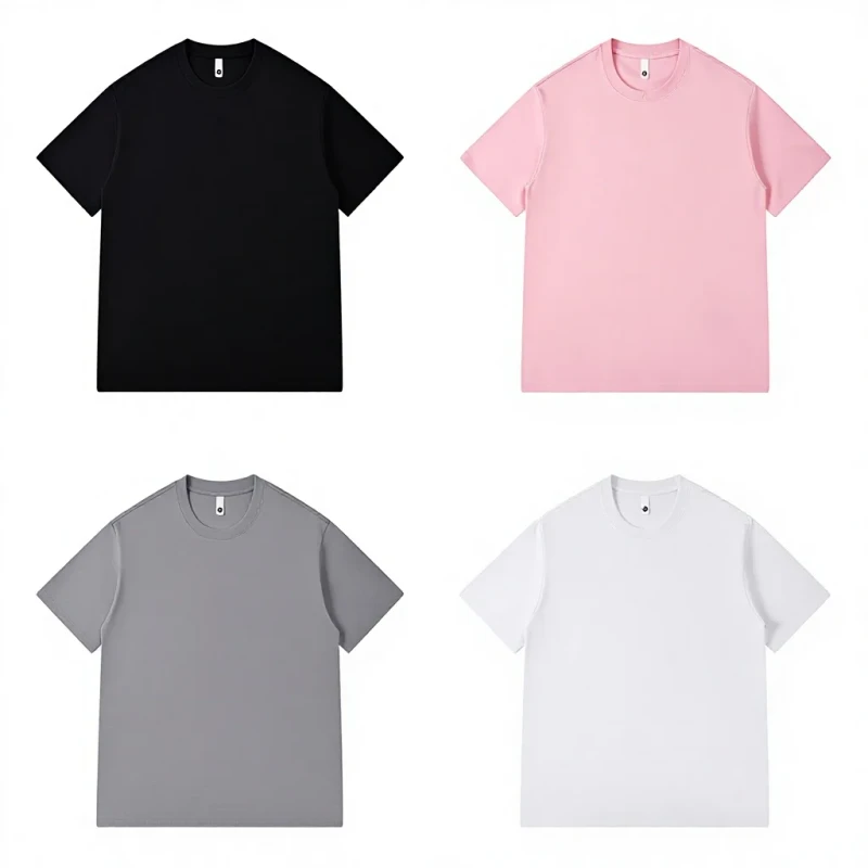 220g-Lyocell-O-Neck-Drop-Shoulder-Loose-Fit-Solid-Blank-Vintage-Short-Sleeve-T-Shirt-Summer-Cool-Comfortable