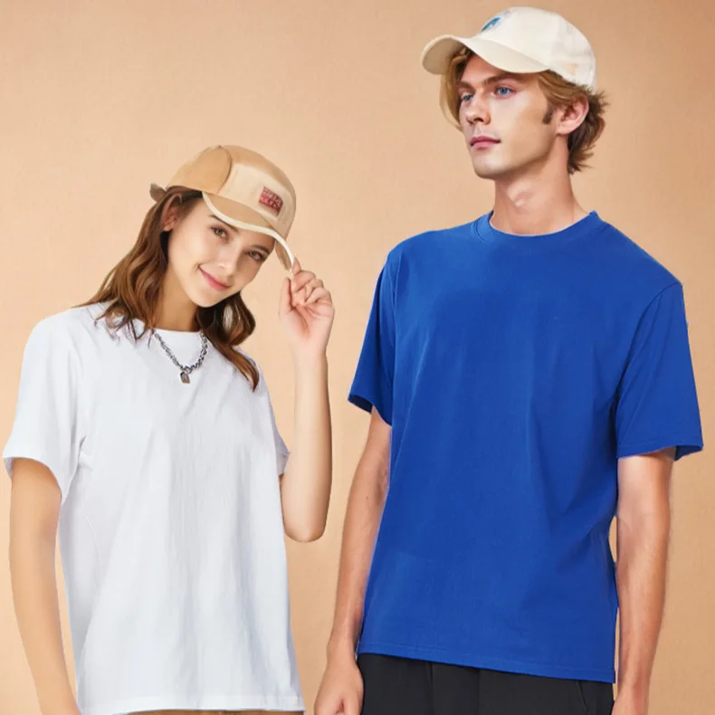 220g-Solid-100-Cotton-Knitted-Summer-Short-Sleeve-Crew-Neck-T-Shirt-Cultural-Shirt-Work-Uniform-Custom-Logo-Quick-Dry