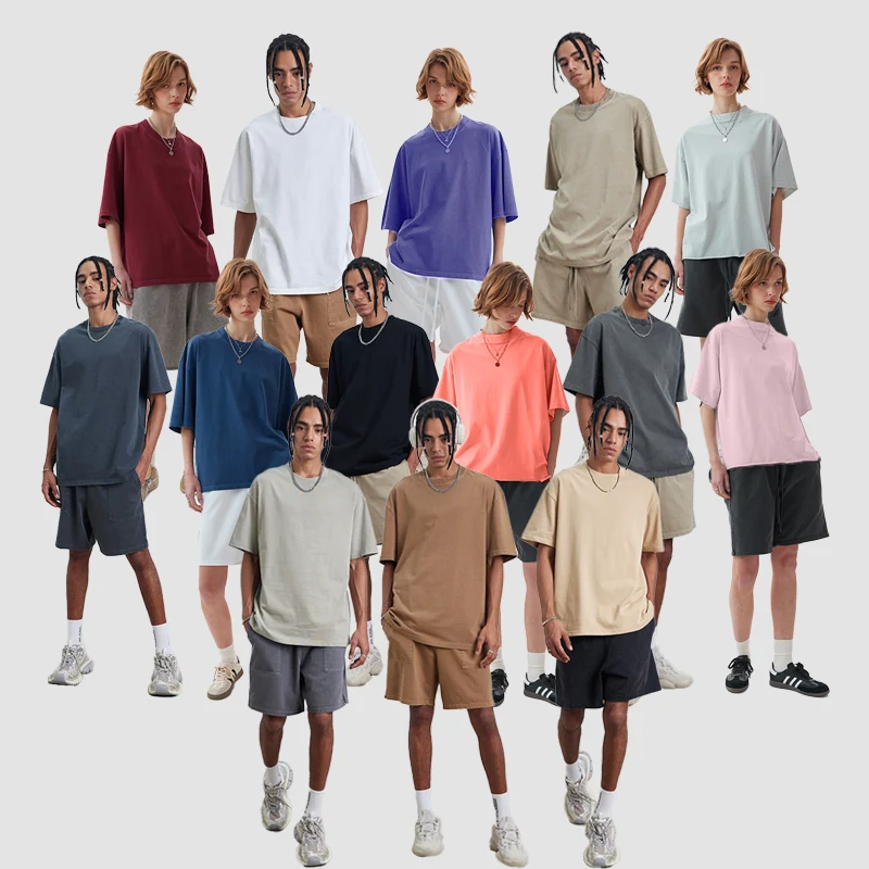 230GSM-Mens-T-Shirt-Streetwear-Hip-Hop-100-Cotton-Plain-Blank-Custom-Label-Logo-Oversized-Unisex-T-Shirts