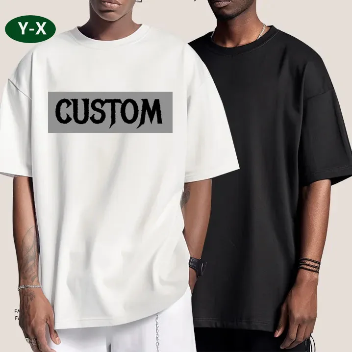230GSM-Organic-Cotton-O-Neck-Plus-Size-T-Shirt-Plain-Oversized-Heavy-Weight-Tshirt-Custom-Screen-Print-Logo-T-Shirt-for-Men