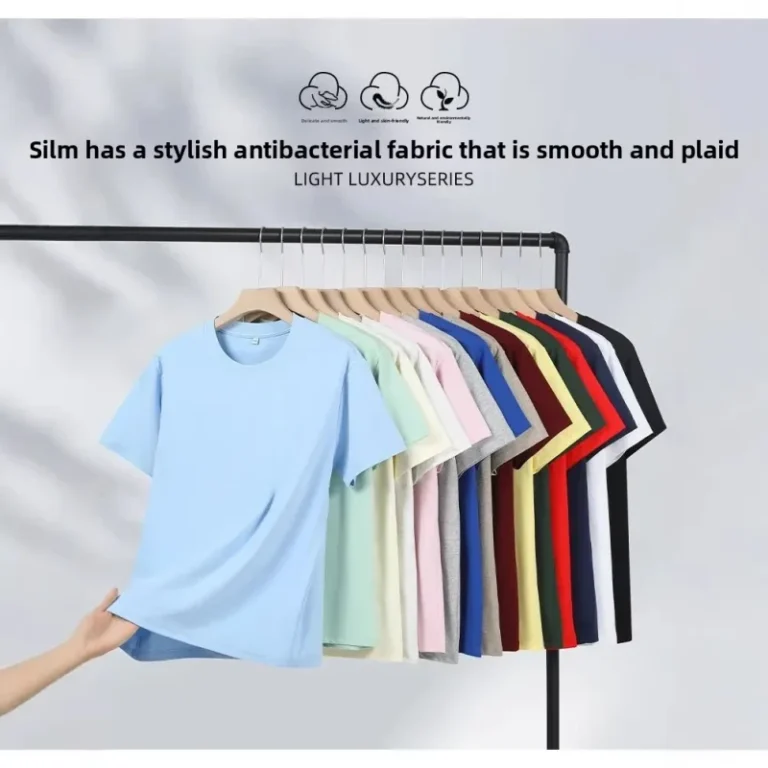 230GSM-Unisex-Crew-Neck-T-Shirt-Soft-Wrinkle-Resistant-Heavyweight-Basic-Casual-Short-Sleeve-Tee