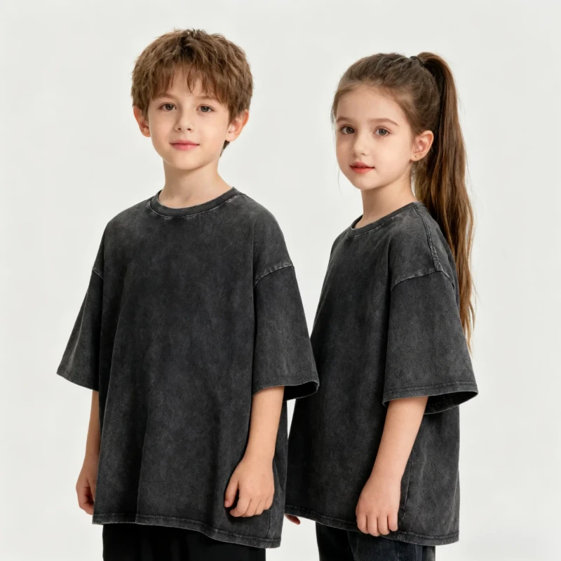 230g-100-Cotton-Kids-T-Shirt-Custom-Logo-Embroidery-Digital-Printing-Washed-Vintage-Distressed