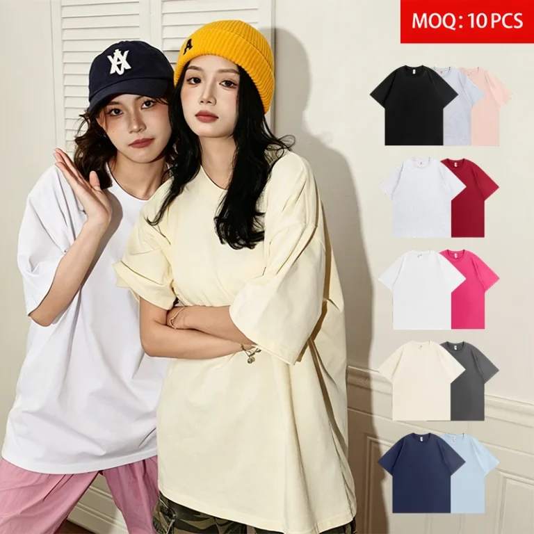 230g-Soft-Combed-Compact-Ring-Spun-Cotton-Oversized-Plain-T-Shirts-Unisex-Blank-Tops-Custom-Heat-Transfer-Printing-Logo-Loose