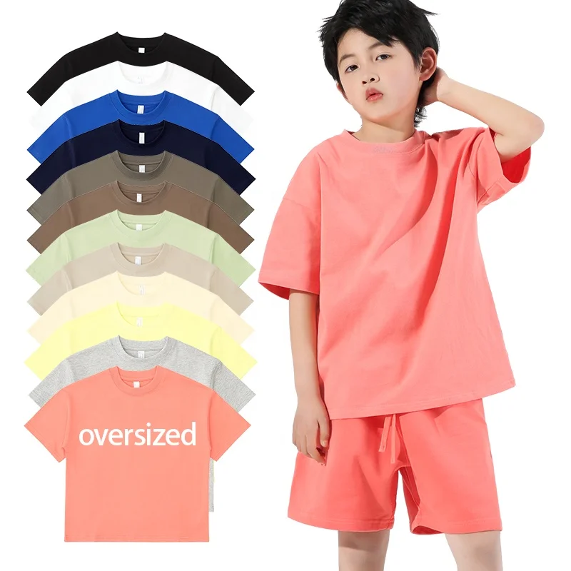 240gsm-High-Quality-Plus-Size-Kidss-T-shirts-Custom-Your-Brand-Blank-Cotton-Short-Sleeves-Childrens-t-Shirt-logo