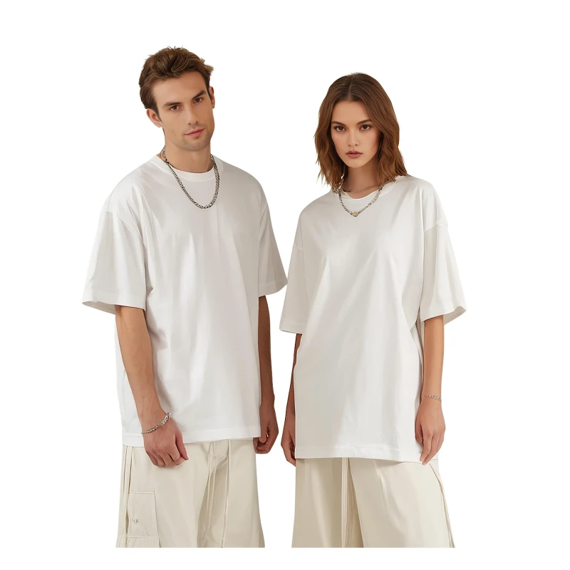 250GSM-Blank-Organic-Cotton-T-Shirts-Bulk-Graphic-Cotton-Short-Sleeved-T-Shirt-Heavyweight-Drop-Shoulder-T-Shirt