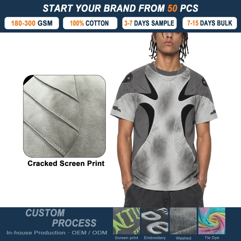 255-GSM-100-Cotton-Futuristic-Cyber-Techwear-T-Shirt-Airbrush-Spray-Print-With-Leather-Shoulder-Pads-Deconstructed-Color