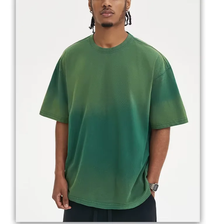 260G-Washed-Old-Tie-dye-Short-sleeved-Mens-Europe-and-the-United-States-Vintage-Heavyweight-T-shirt-Oversize