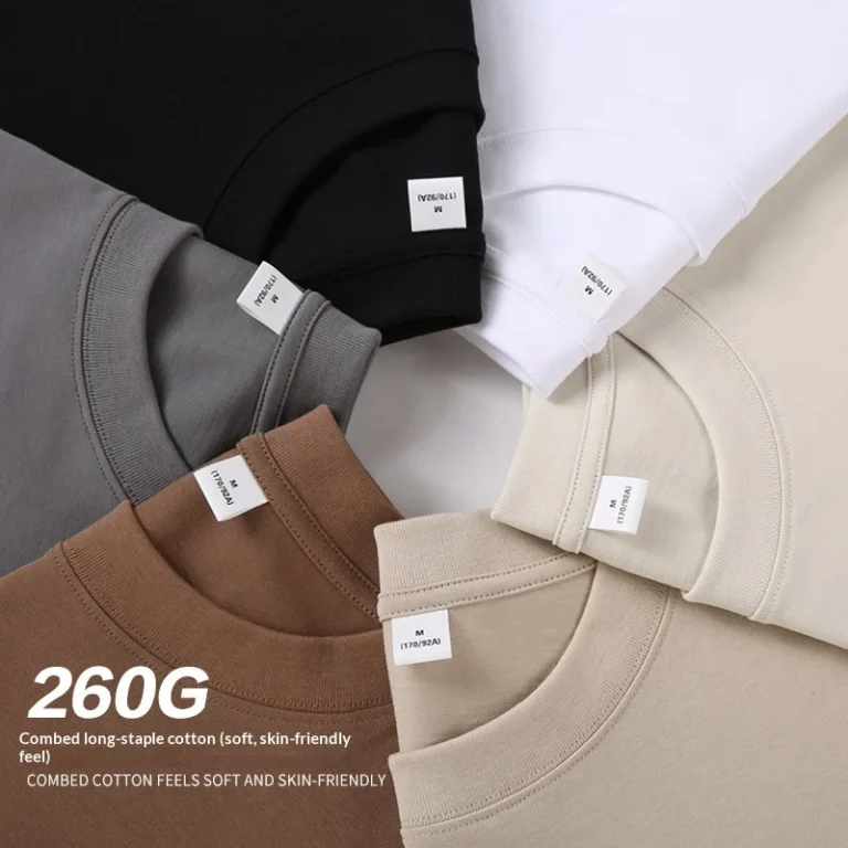 260g-Heavy-Combed-Cotton-Blank-Mens-Womens-T-Shirt-Loose-Style-Oversize-Shorts-Sleeve-Cotton-T-shirts-Custom-logo