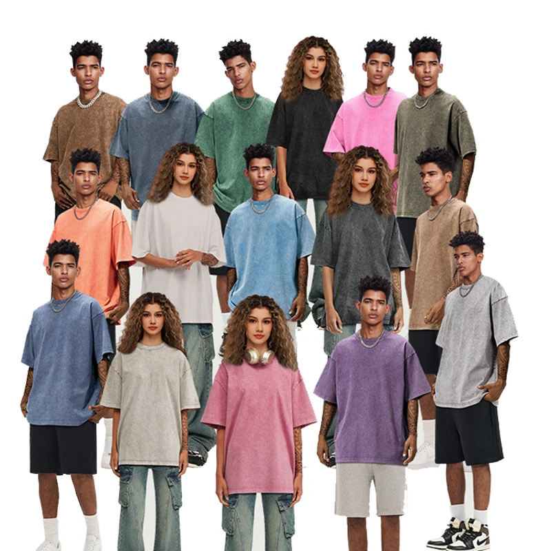 260gsm-Cotton-Heavyweight-Oversized-Drop-Shoulder-Acid-Wash-t-Shirt-Custom-logo