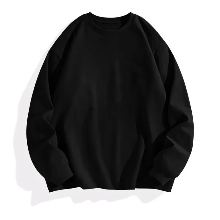 300g-Heavyweight-Black-Comfy-Cotton-Oversized-Long-Sleeve-Tshirt-Knitted-Solid-Color-Shirt-Loose-Casual-T-Shirt-for-Women-and-Men