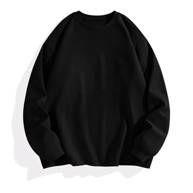 300g-Heavyweight-Black-Comfy-Cotton-Oversized-Long-Sleeve-Tshirt-Knitted-Solid-Color-Shirt-Loose-Casual-T-Shirt-for-Women-and-Men