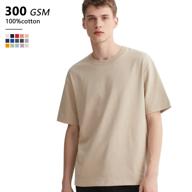 300g-Trendy-100-Cotton-Custom-Shirt-Short-Sleeve-Gym-Clothing-Mens-Heavyweight-Oversized-T-shirt
