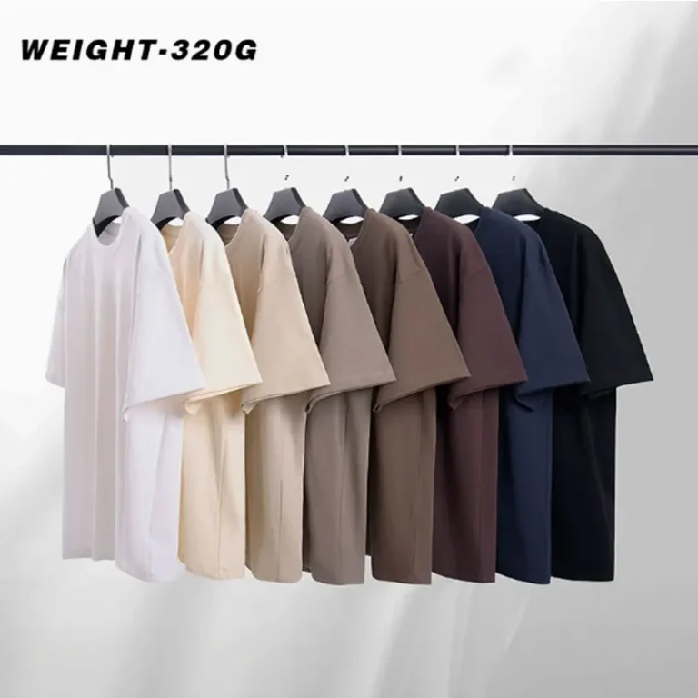320G-100-Cotton-Crew-Neck-Drop-Shoulder-Heavyweight-Loose-Solid-Color-Custom-Unisex-T-Shirt-in-Stock-Fast-Shipping-for-Summer