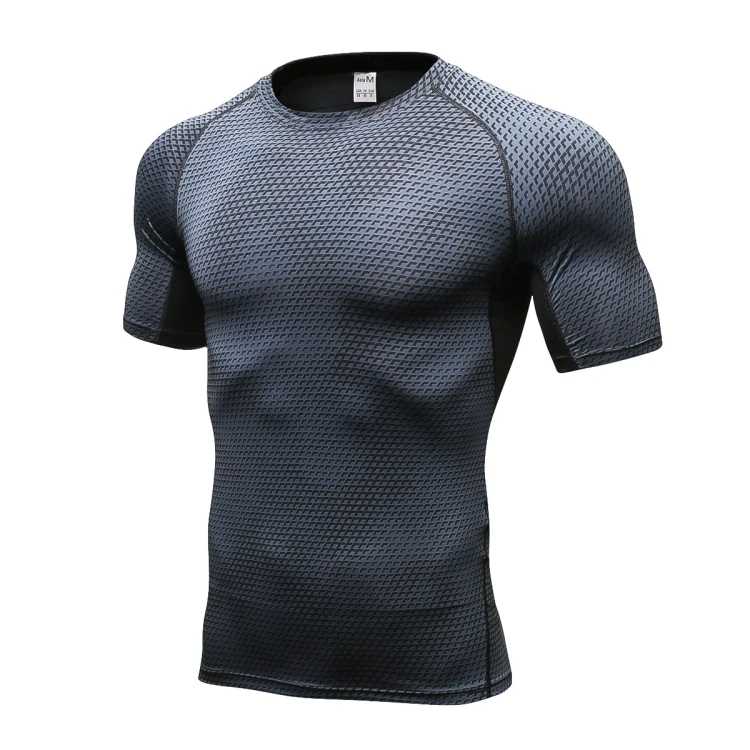 3D-Pattern-Printing-Mens-Muscle-Sport-Short-Sleeve-T-shirts-Tight-Workout-Tops