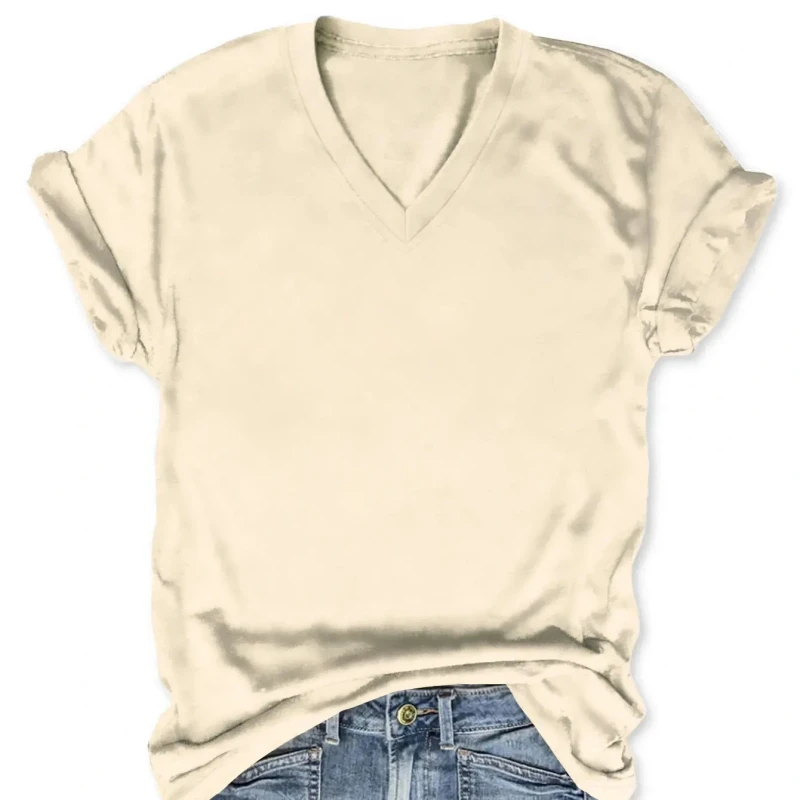 65-Viscose-35-Polyester-Casual-V-Neck-Tshirts-Short-Sleeve-Women-V-Neck-T-Shirts-Plain-T-Shirt-V-Neck