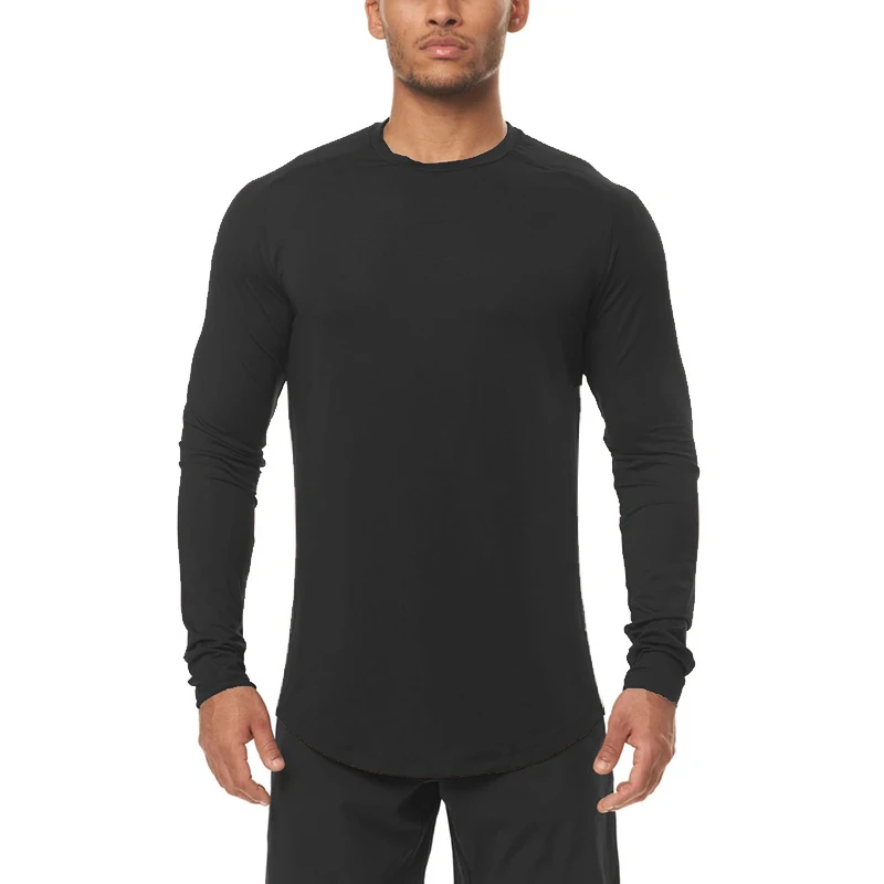 90-Polyester-10-Spandex-Autumn-Long-Sleeve-T-Shirt-Men-Sportswear-Slim-Fit-Tee-Fitness-T-shirt-O-neck-Solid-Quick-Dry-Tshirt