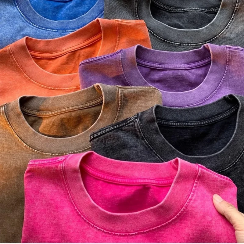 Acid-Washed-Vintage-TShirt-Custom-Print-Logo-TShirt-100-Cotton-Blank-Plain-T-Shirt-For-Men