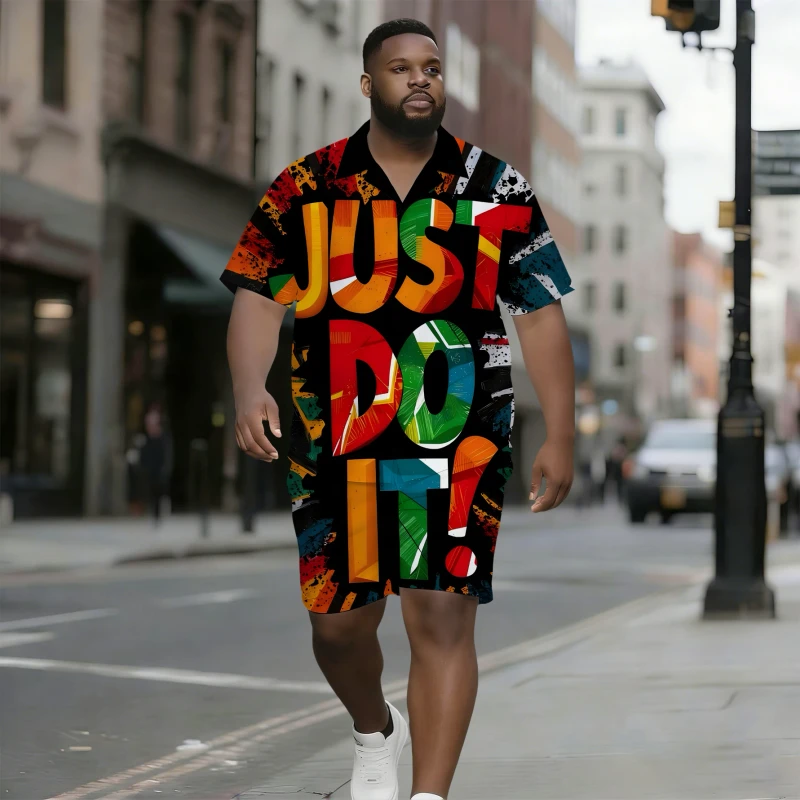 All-Over-Print-Short-Sleeve-Button-Up-Shirt-Set-Mens-Personality-Trend-Top-Set