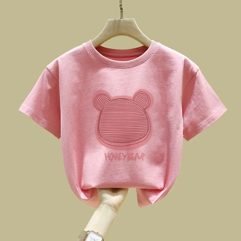 Annshine-Girls-Big-Kids-Short-Sleeve-Pure-Cotton-T-Shirt-Summer-Stylish-Trendy-Solid-Color-Top