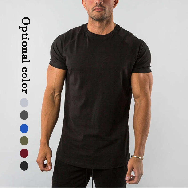 Athletic-Active-Wear-Slim-Fit-Mens-T-shirts-Curve-Hem-Blank-Workout-Fitness-Sportswear-Gym-Training-Tshirt
