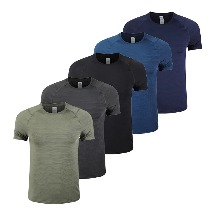 Athletic-Sport-Wear-Grey-Moisture-Wicking-Shirt-Fitness-Clothing-Tshirt-Men-Gym-T-Shirt-Workout-Top
