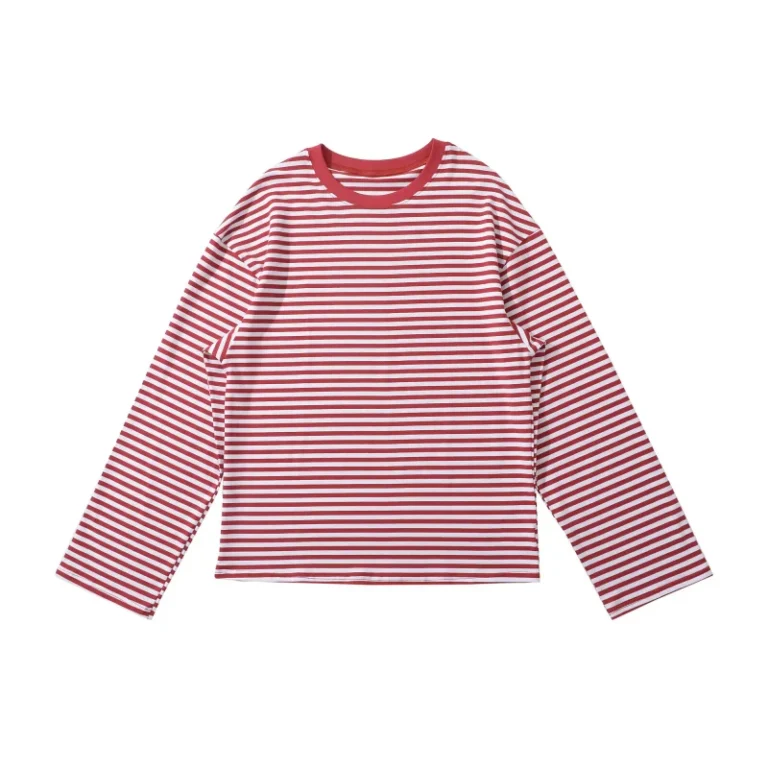 Autumn-Casual-Temperament-European-and-American-New-Womens-Round-Neck-Simple-Long-Sleeve-Striped-T-shirt-25083-25084